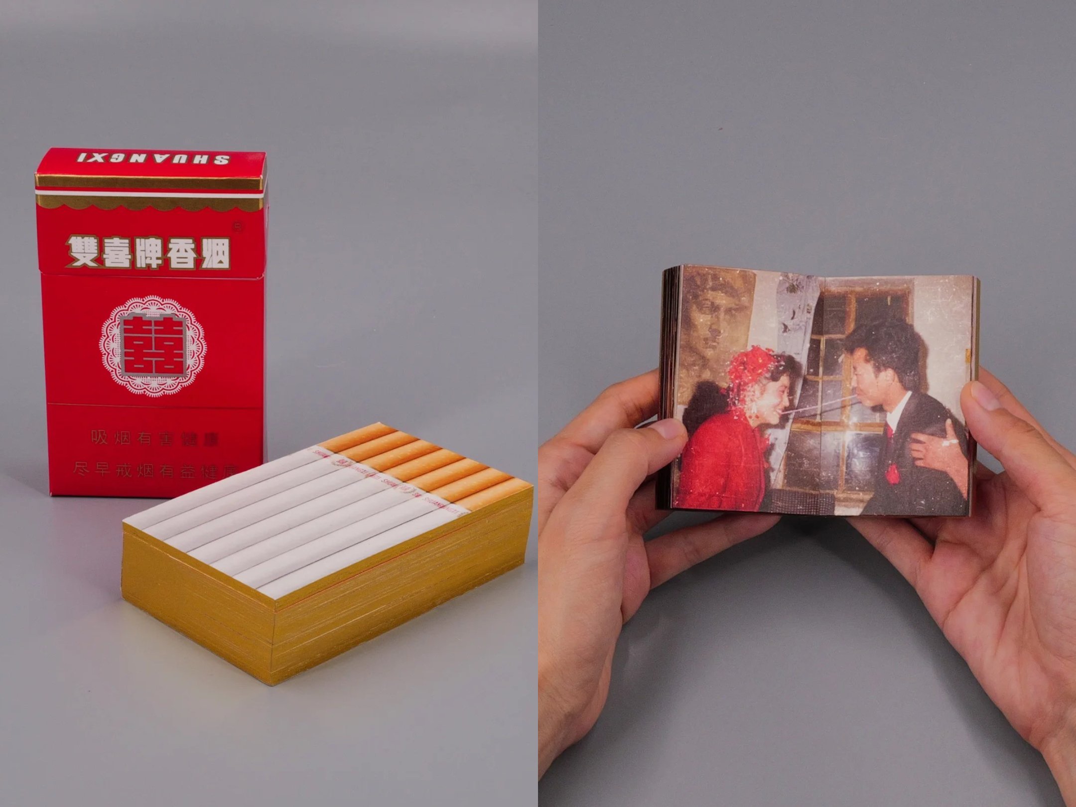 Open the cigarette-like artbook, there is a collection of film photos from last century's weddings. Photo via Xiaohongshu.