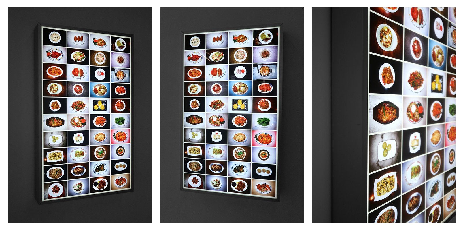 A grid of photographs from Benjamin Li’s project “Forty nr. 39,” documenting 40 different dishes labeled as number 39 in Chinese restaurants.