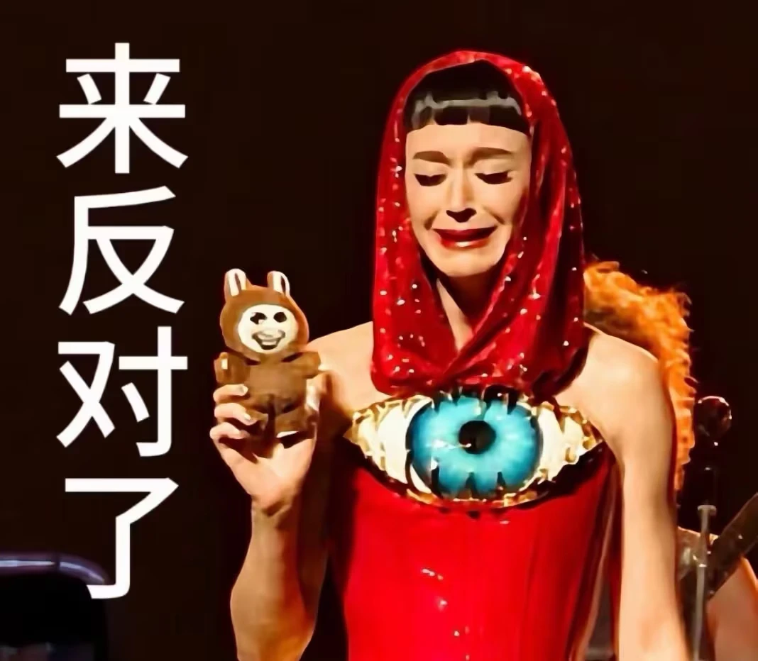 Katy Perry holding a customized Labubu with her famous sticker Guo'er. Photo via bilibili.