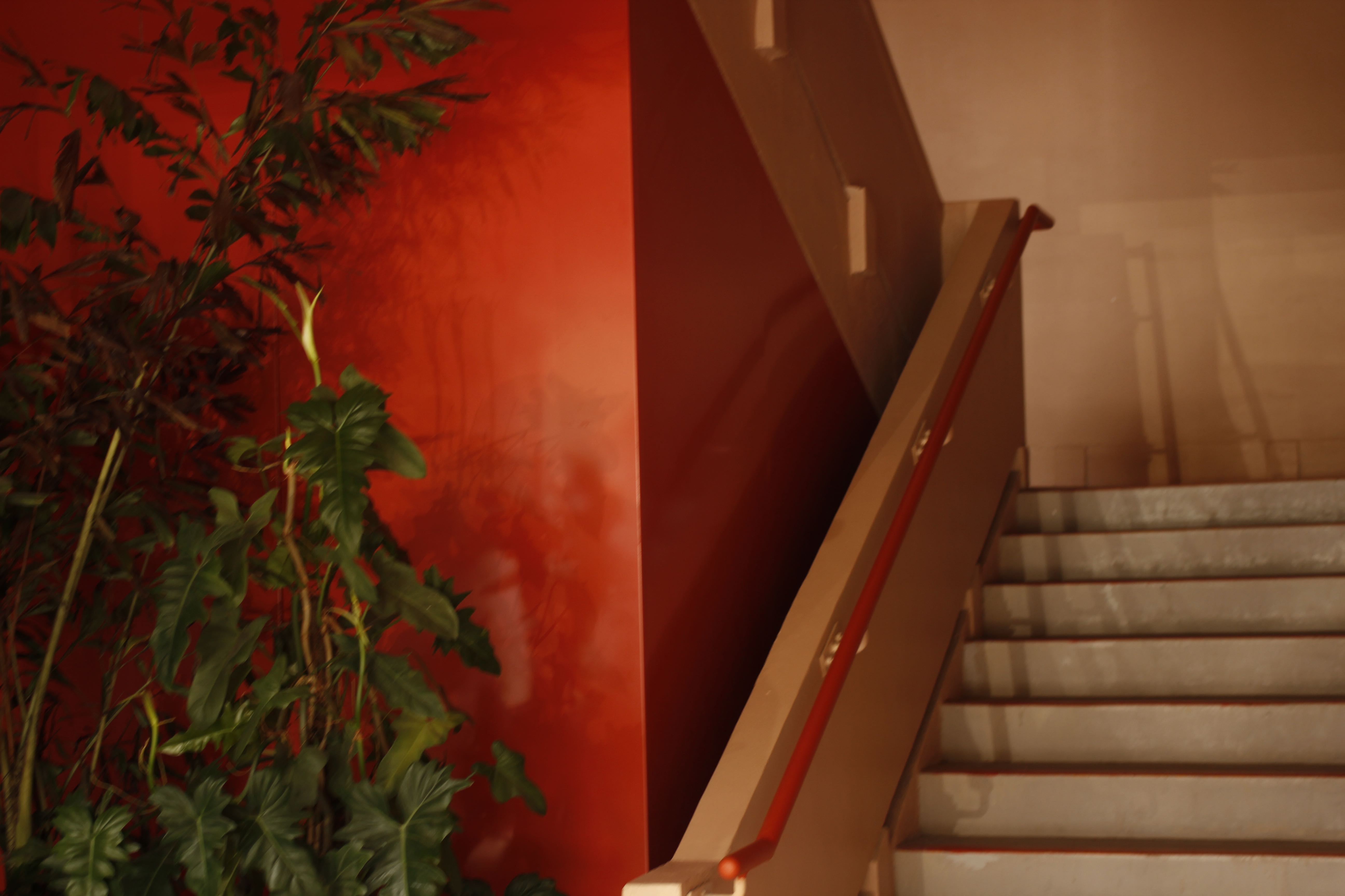 Red stairs in New Bahru, the former Nan Chiau High School