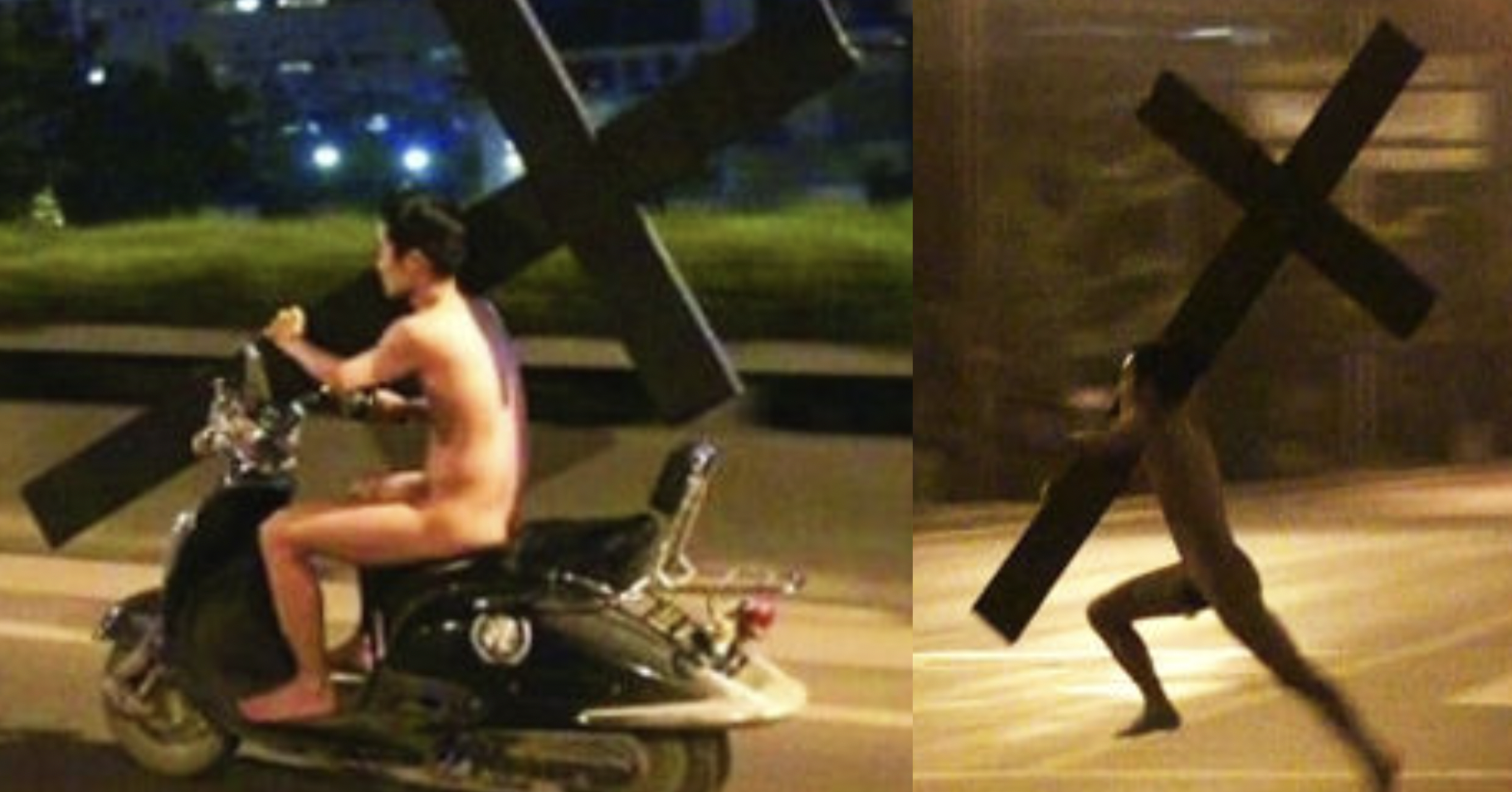 Chinese performance artist Li Binyuan, exploring absurdity and rejecting the mundane.