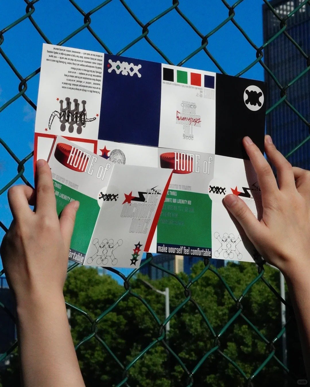 The poster design by the uncanny whiz is not a single poster, but also a foldable zine. Photo by the uncanny whiz.