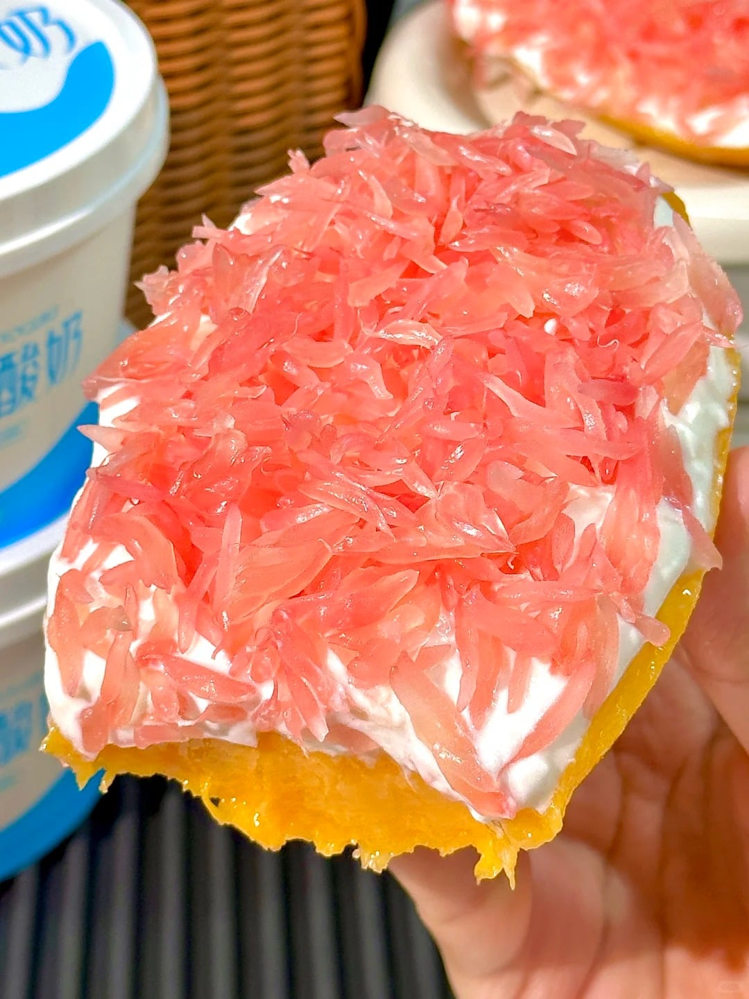 A deconstructed solid mango pomelo sago dessert goes viral in China. Classic Hong Kong dessert, but hand-held and trendy.