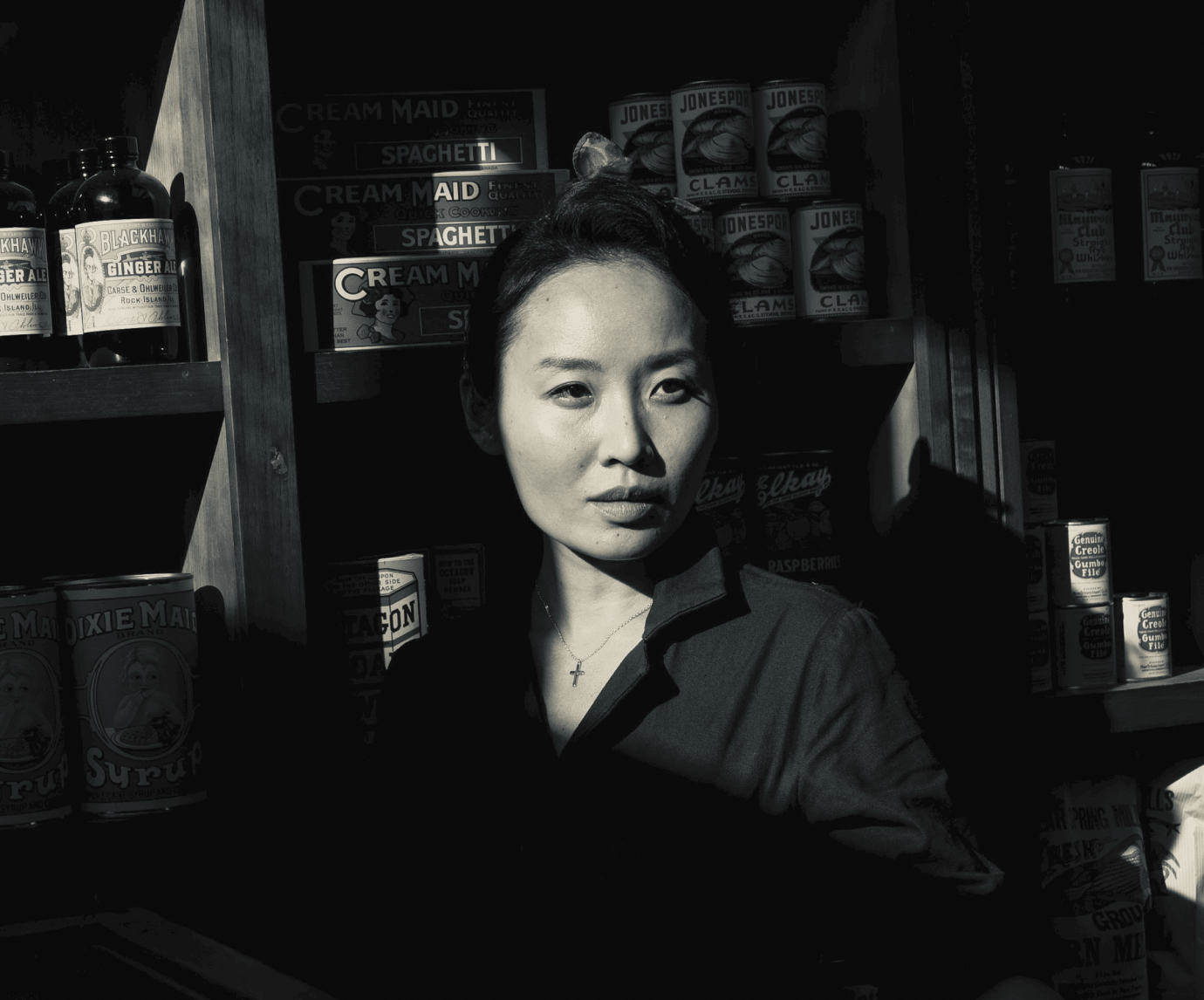 Li Jun Li in her grocery store in the movie Sinners. Photo via roximity Media and WB. 