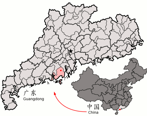 Location of Taishan city in China. Photo via Wikipedia. 