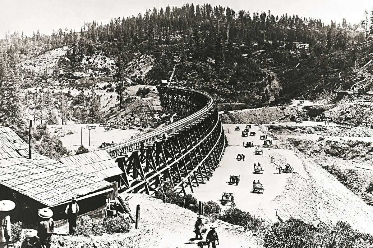 Chinese workers in the construction of the Pacific Railroad. Photo via SCMP. 
